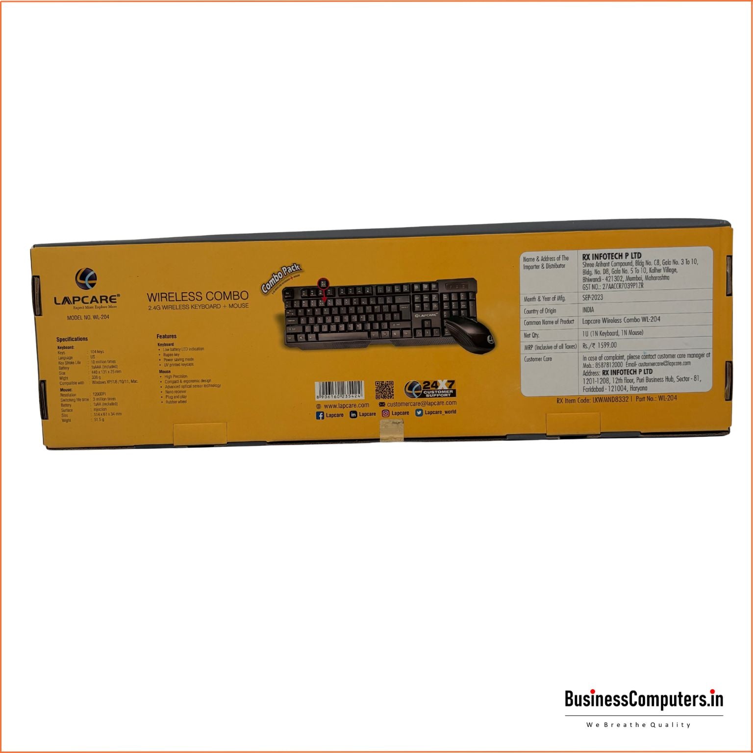 New Lapcare Wireless Keyboard Mouse Combo WL-204